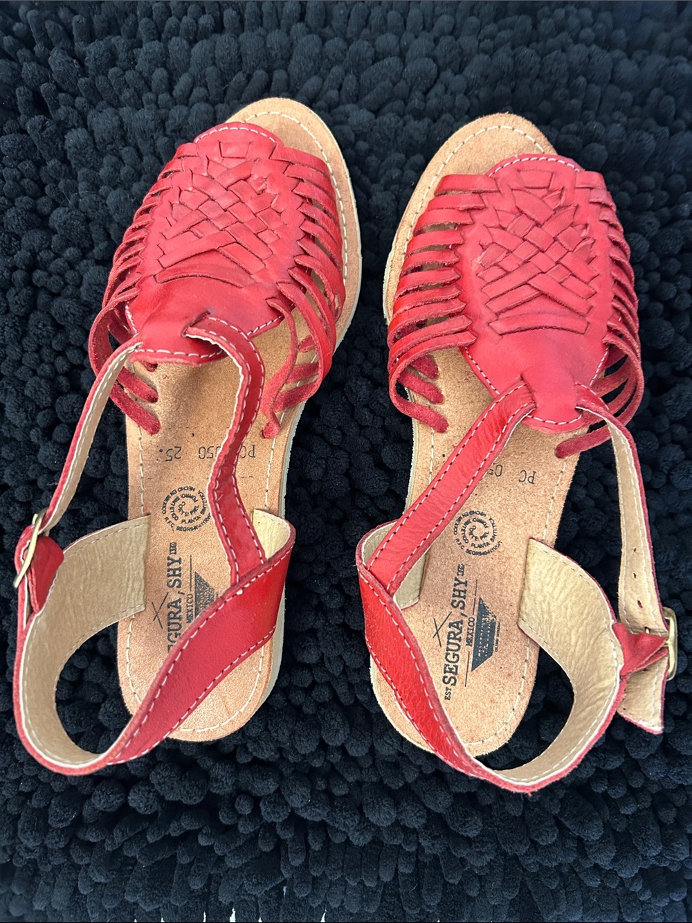 Red Woven Leather huaraches Women's Sandals -Brand New